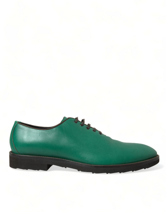 Dolce & Gabbana Elegant Green Leather Oxford Dress Shoes Dolce & Gabbana