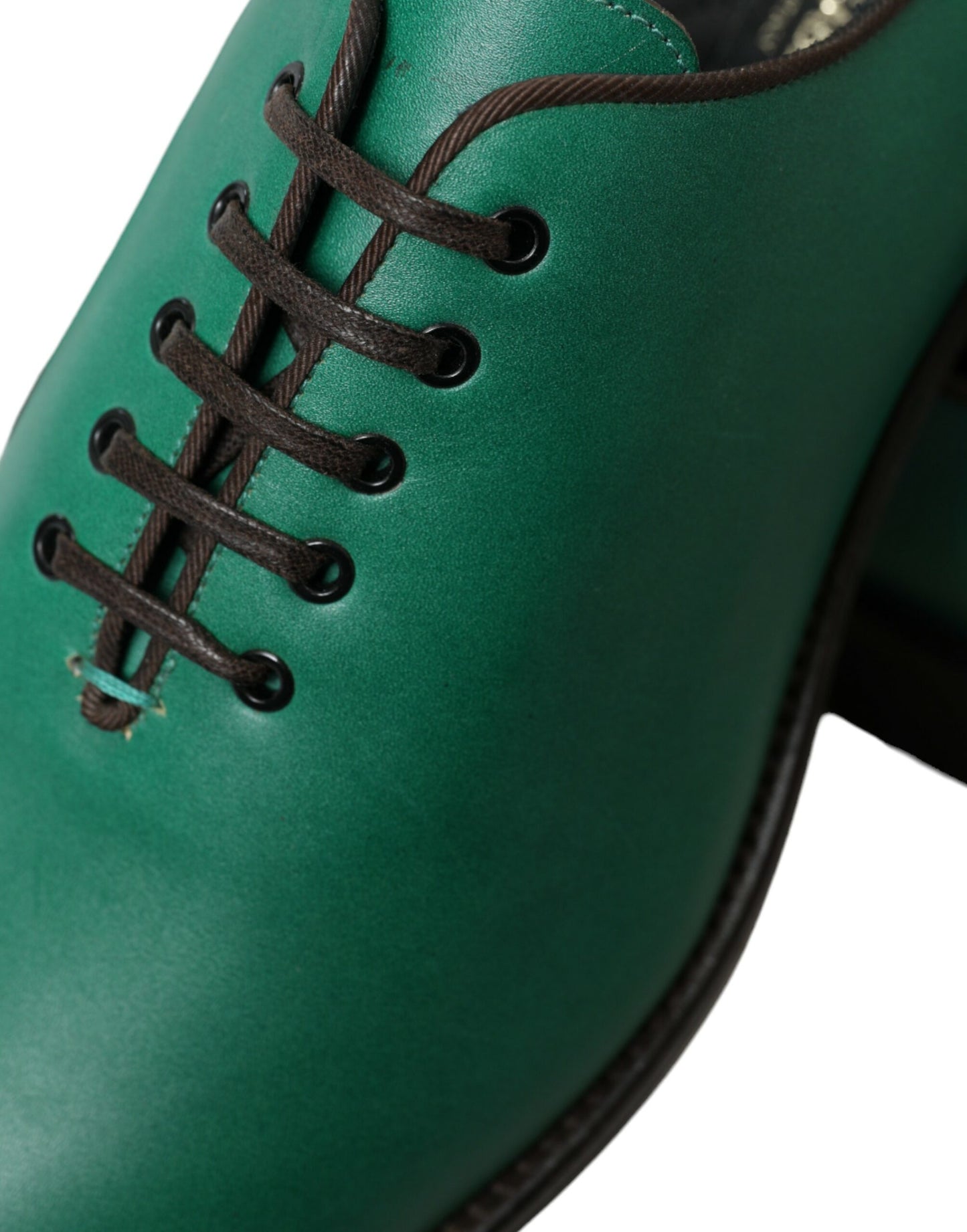 Dolce & Gabbana Elegant Green Leather Oxford Dress Shoes Dolce & Gabbana