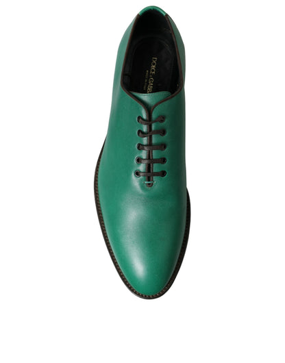 Dolce & Gabbana Elegant Green Leather Oxford Dress Shoes Dolce & Gabbana