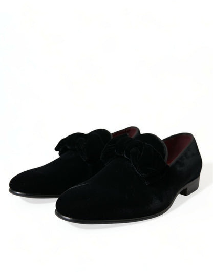 Dolce & Gabbana Elegant Black Velvet Loafers - Men's Luxury Footwear Dolce & Gabbana