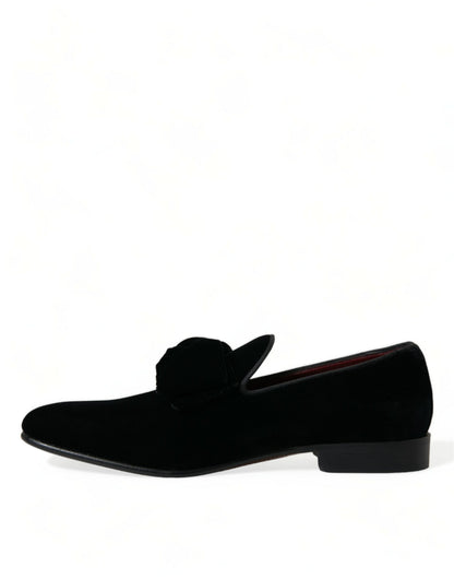 Dolce & Gabbana Elegant Black Velvet Loafers - Men's Luxury Footwear Dolce & Gabbana