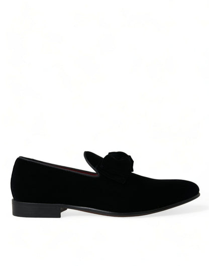 Dolce & Gabbana Elegant Black Velvet Loafers - Men's Luxury Footwear Dolce & Gabbana