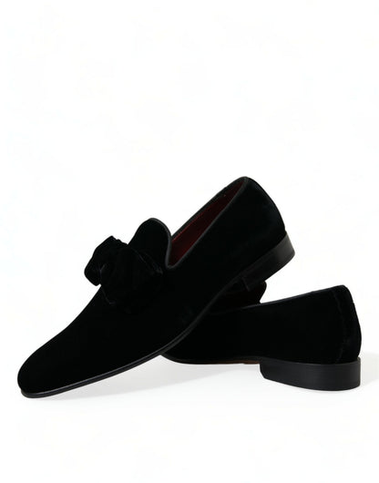 Dolce & Gabbana Elegant Black Velvet Loafers - Men's Luxury Footwear Dolce & Gabbana