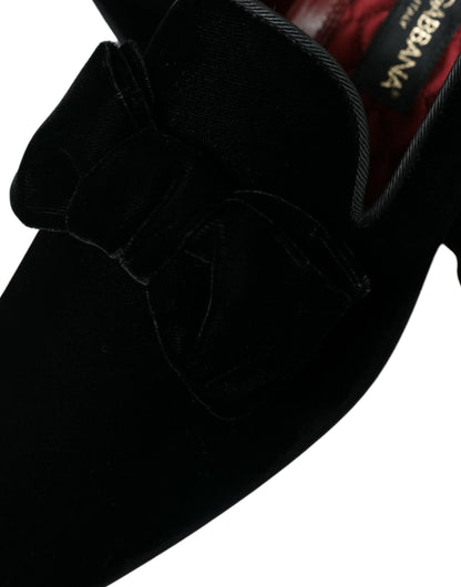 Dolce & Gabbana Elegant Black Velvet Loafers - Men's Luxury Footwear Dolce & Gabbana