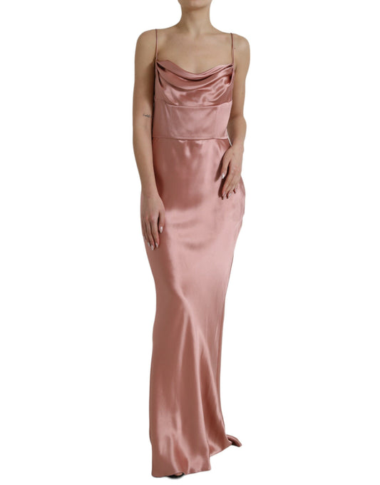 Dolce & Gabbana Elegant Long Silk Gown in Pink Dolce & Gabbana