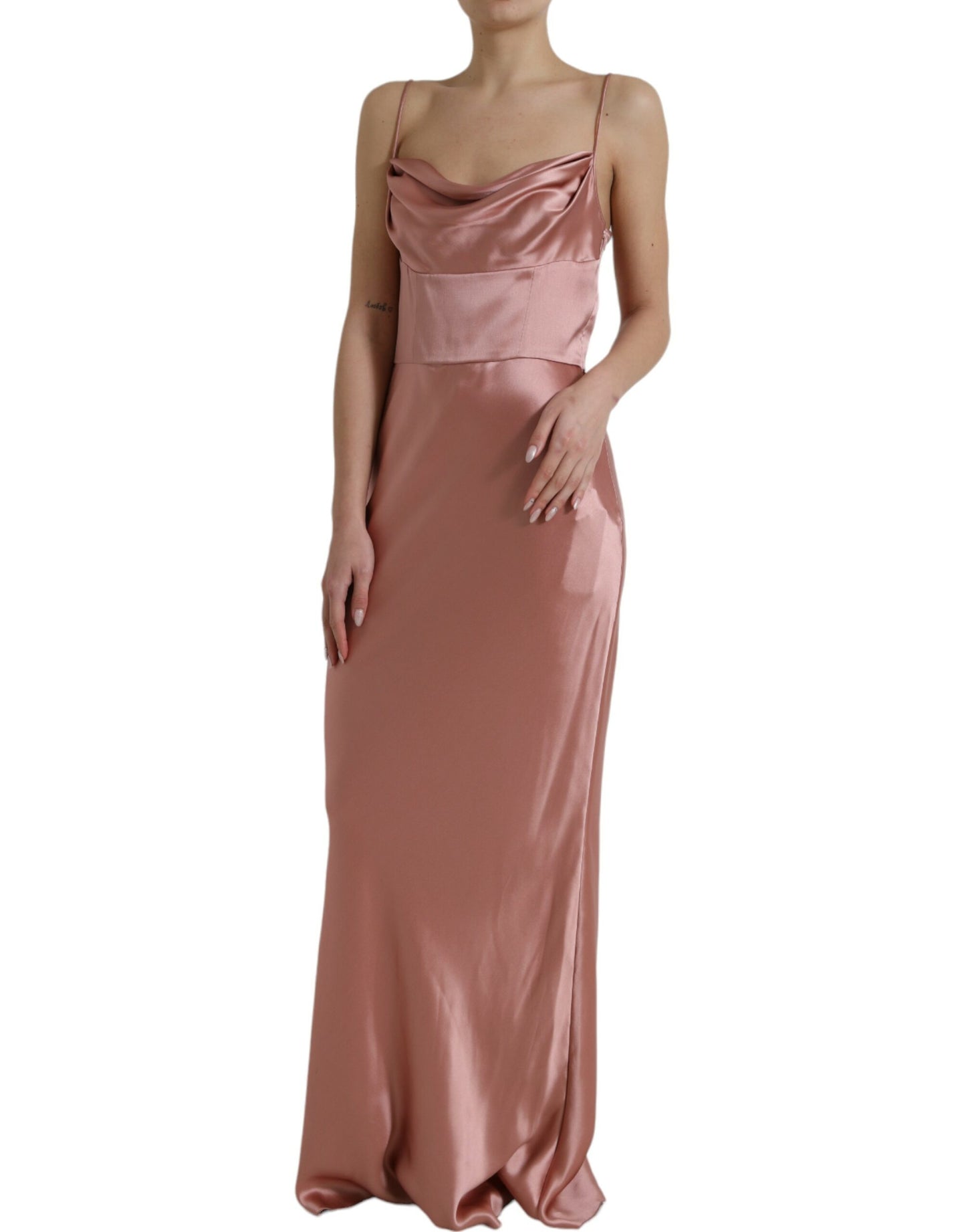 Dolce & Gabbana Elegant Long Silk Gown in Pink Dolce & Gabbana