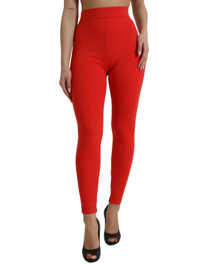 Dolce & Gabbana Elegant High Waist Red Leggings Dolce & Gabbana