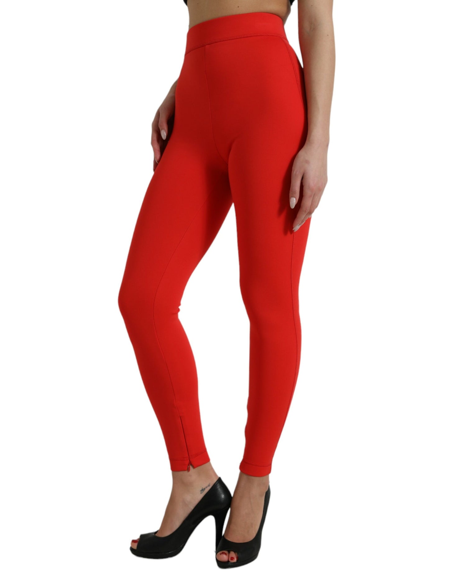 Dolce & Gabbana Elegant High Waist Red Leggings Dolce & Gabbana