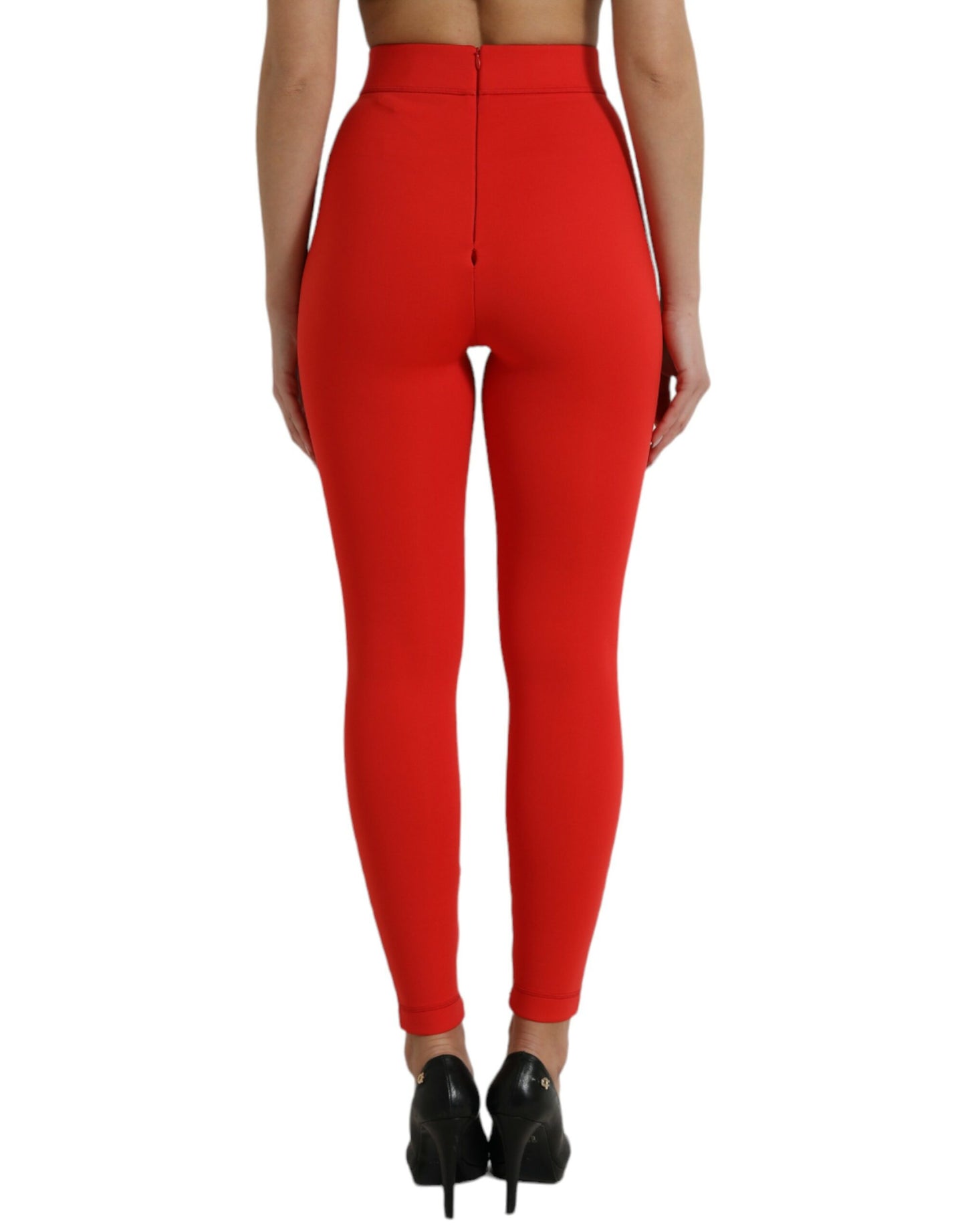 Dolce & Gabbana Elegant High Waist Red Leggings Dolce & Gabbana