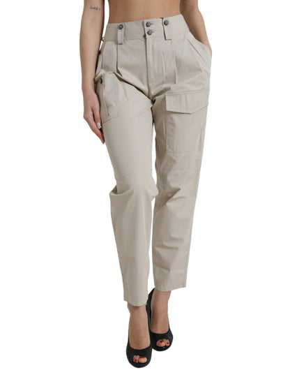 Dolce & Gabbana High-Waisted Tapered Fashion Pants - Beige Dolce & Gabbana