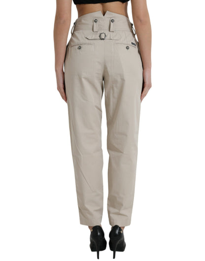 Dolce & Gabbana High-Waisted Tapered Fashion Pants - Beige Dolce & Gabbana