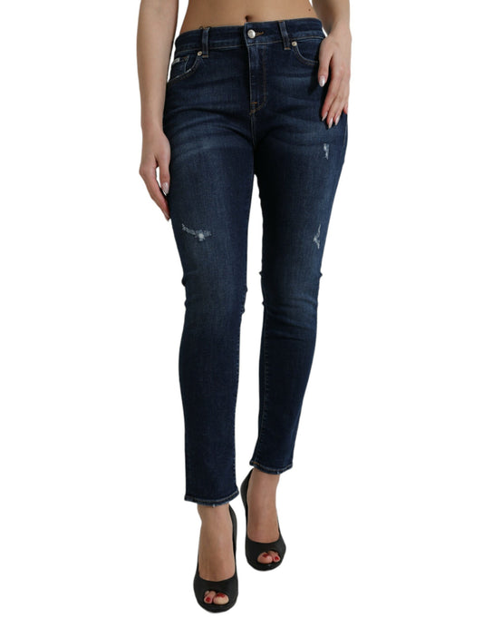 Dolce & Gabbana Elegant Dark Blue Mid Waist Stretch Jeans Dolce & Gabbana