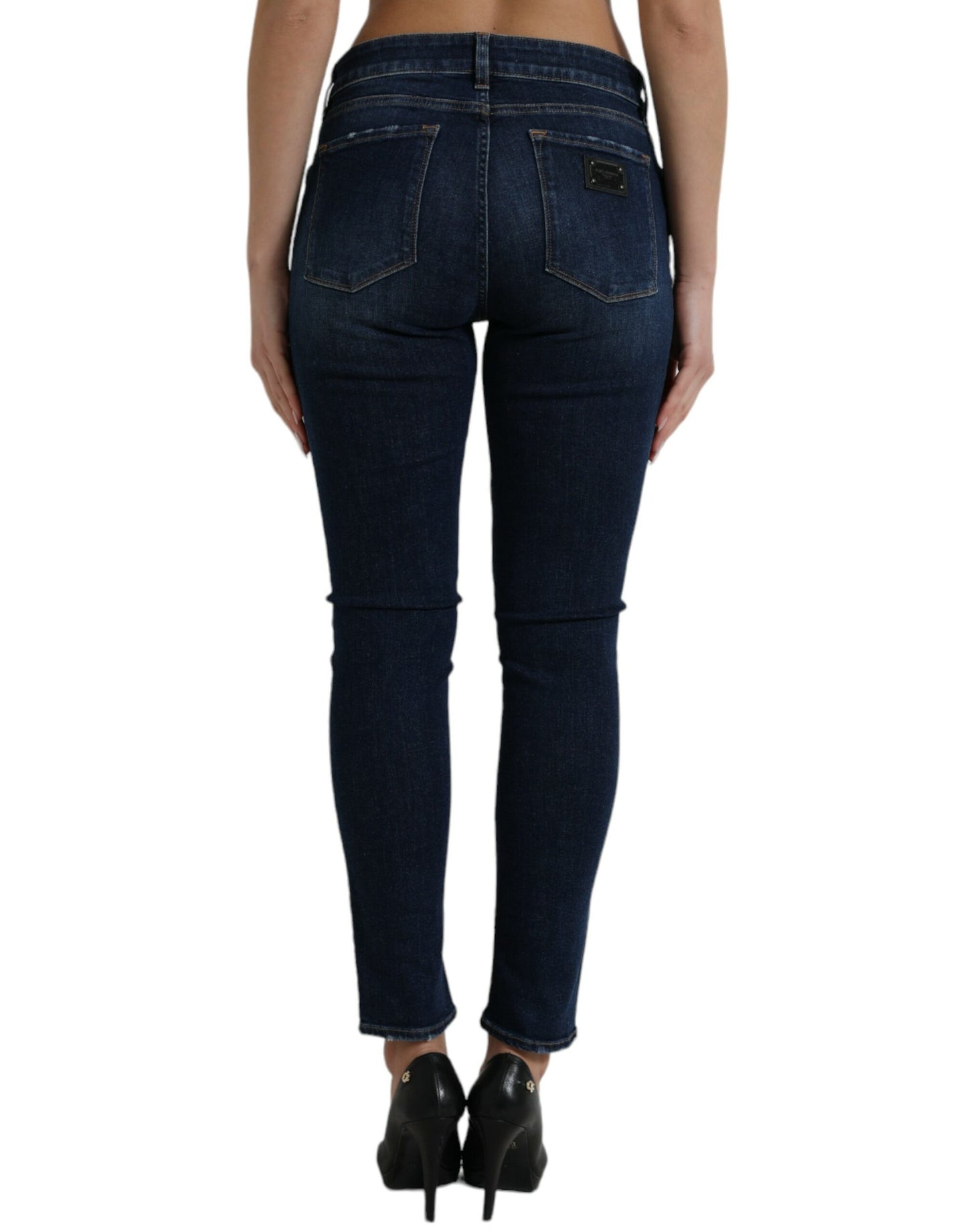 Dolce & Gabbana Elegant Dark Blue Mid Waist Stretch Jeans Dolce & Gabbana