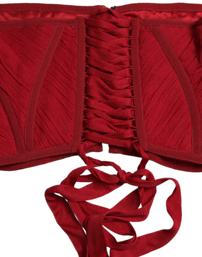 Dolce & Gabbana Silk Corset Waist Belt in Fiery Red Dolce & Gabbana