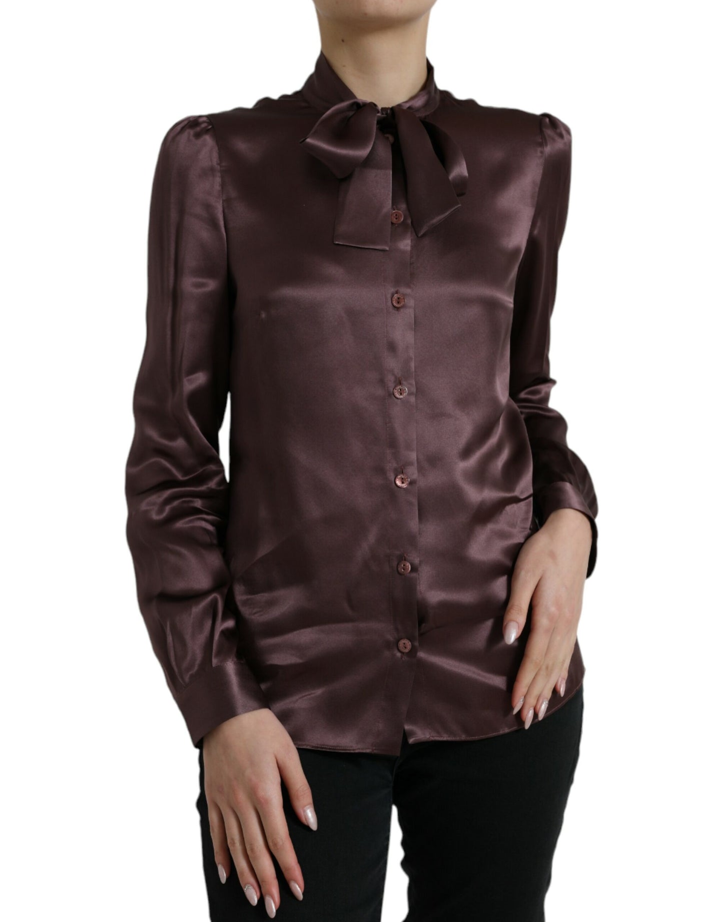 Dolce & Gabbana Elegant Silk Ascot Collar Blouse Dolce & Gabbana