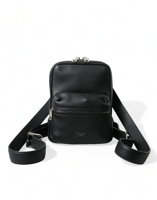 Dolce & Gabbana Chic Black Calf Leather Small Backpack Dolce & Gabbana