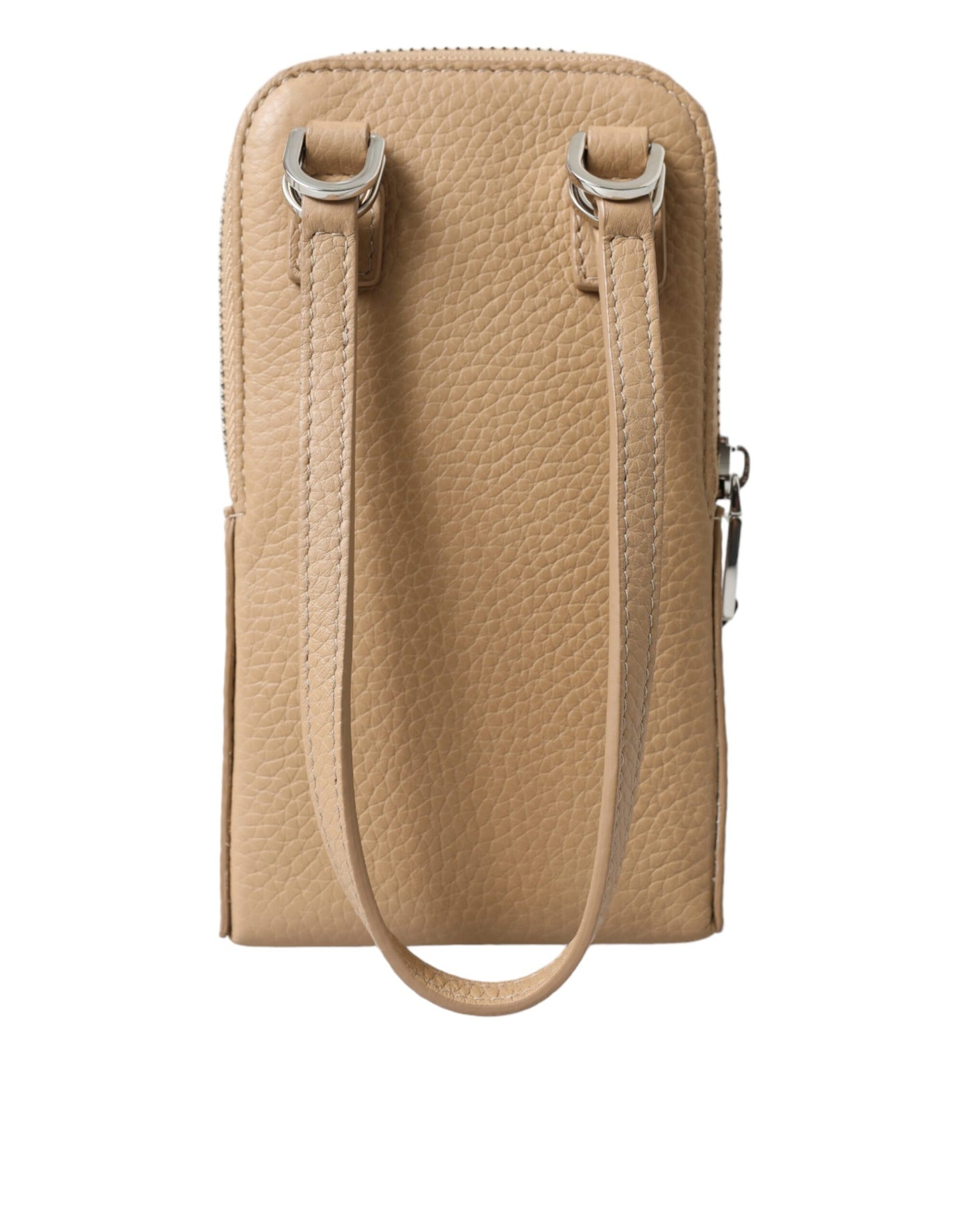 Dolce & Gabbana Elegant Beige Leather Crossbody Phone Bag Dolce & Gabbana