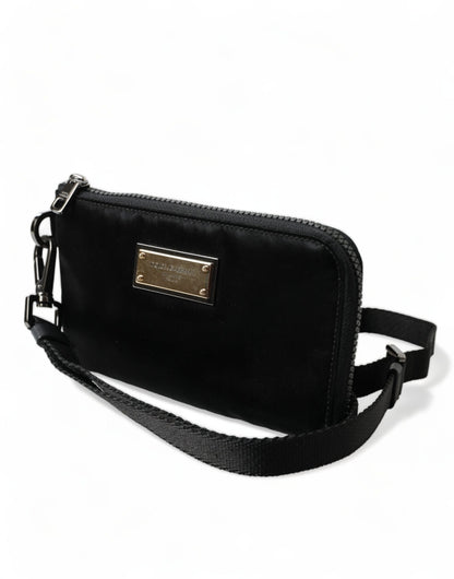 Dolce & Gabbana Elegant Black Nylon & Leather Pouch Dolce & Gabbana