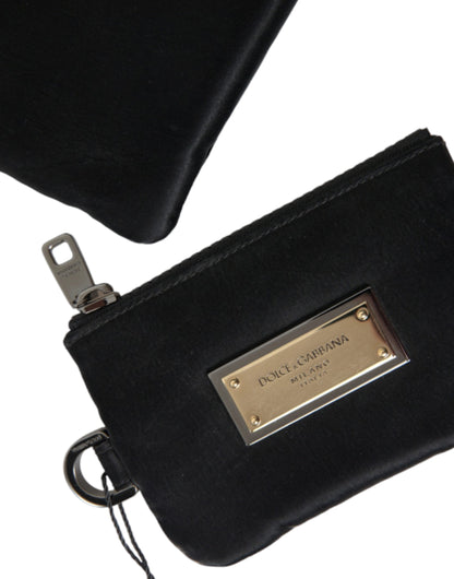 Dolce & Gabbana Elegant Black Nylon & Leather Pouch Dolce & Gabbana