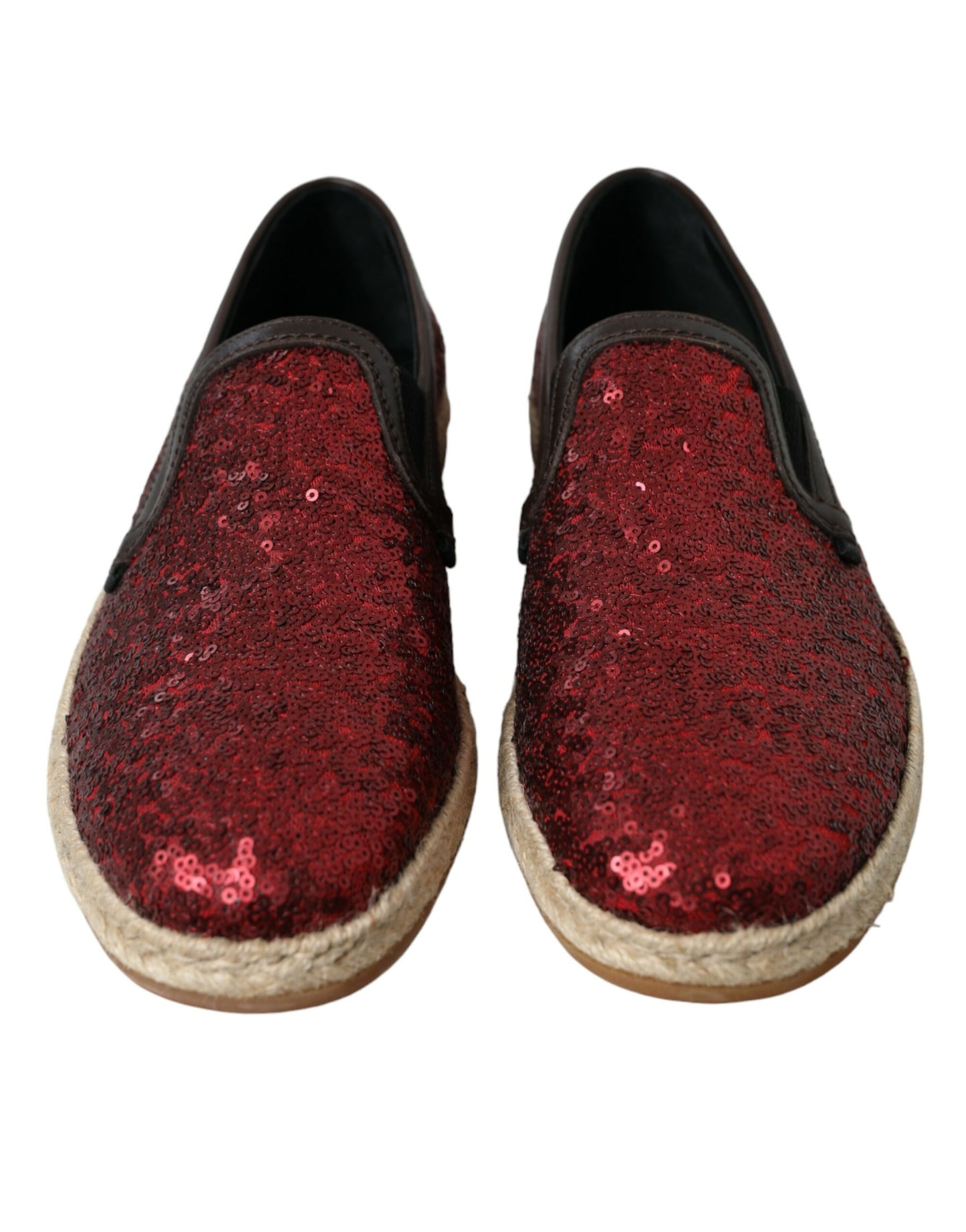 Dolce & Gabbana Red Sequined Leather Loafers Dolce & Gabbana