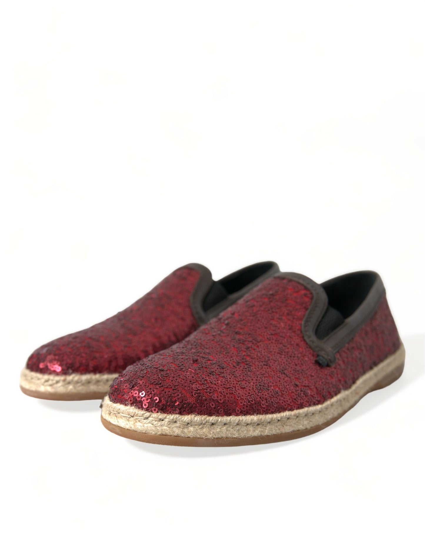 Dolce & Gabbana Red Sequined Leather Loafers Dolce & Gabbana