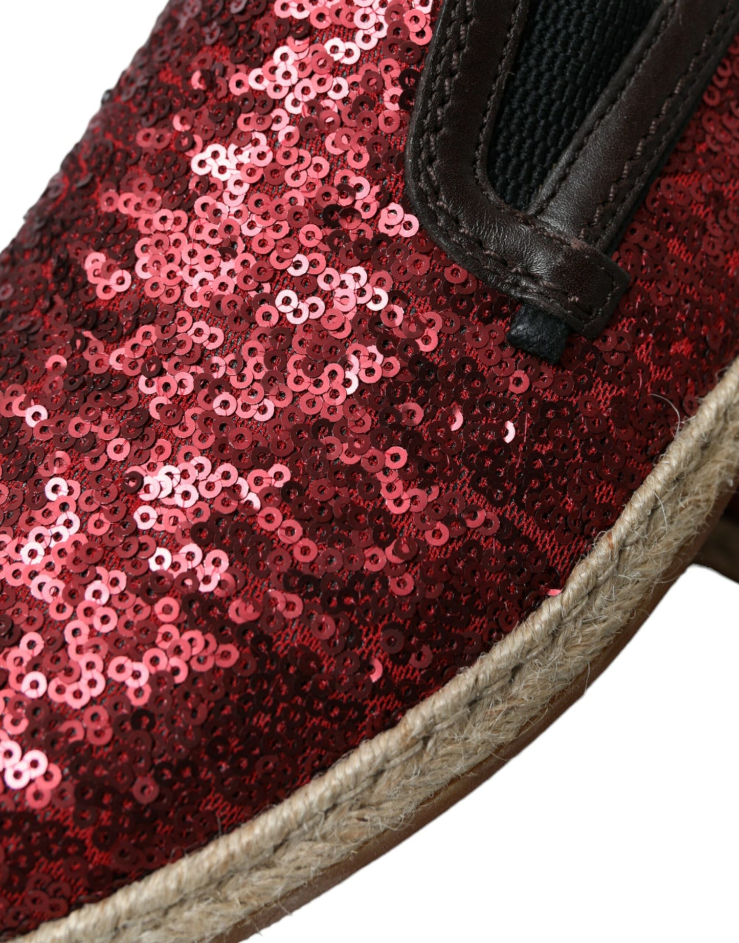 Dolce & Gabbana Red Sequined Leather Loafers Dolce & Gabbana