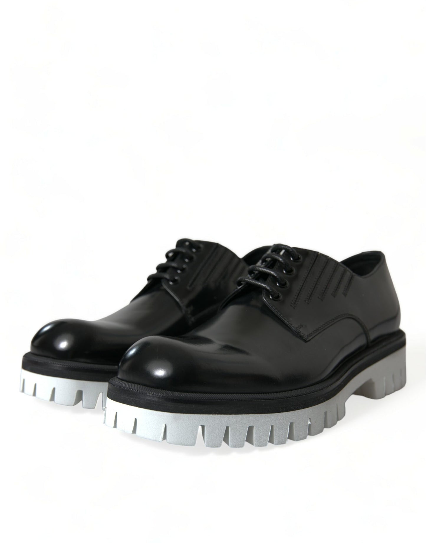 Dolce & Gabbana Sophisticated Black and White Leather Derby Shoes Dolce & Gabbana