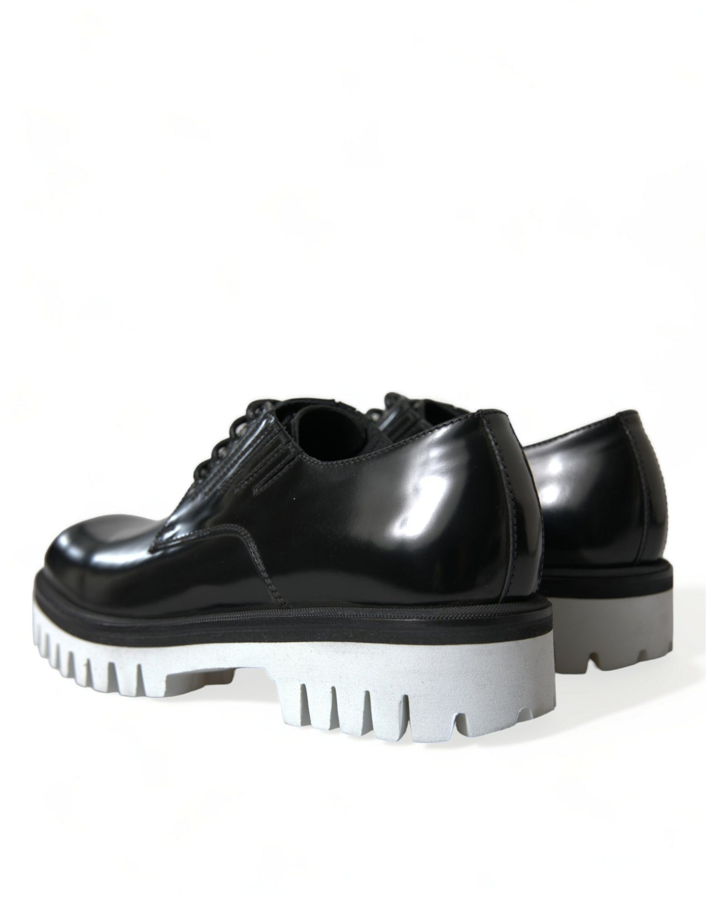 Dolce & Gabbana Sophisticated Black and White Leather Derby Shoes Dolce & Gabbana