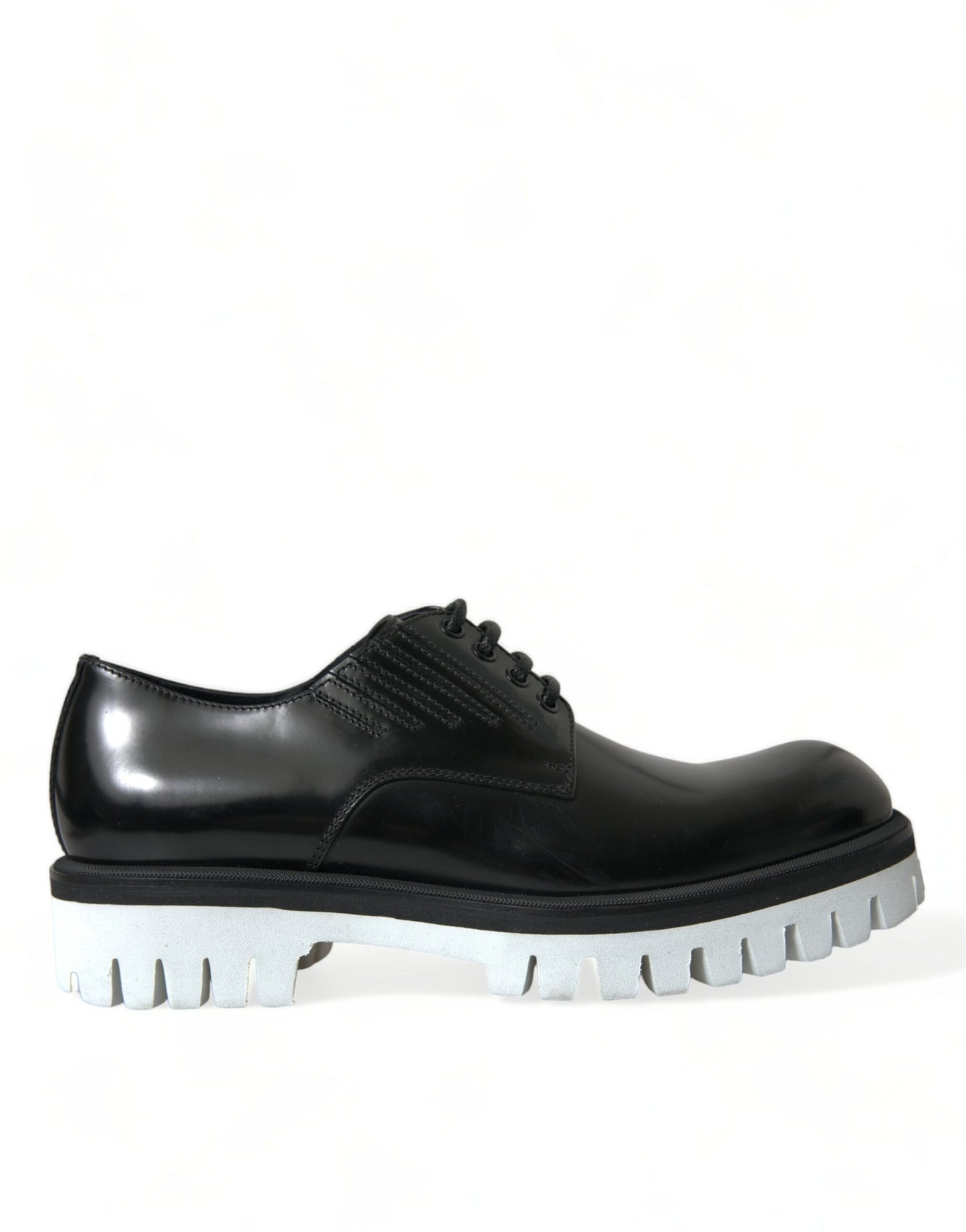 Dolce & Gabbana Sophisticated Black and White Leather Derby Shoes Dolce & Gabbana