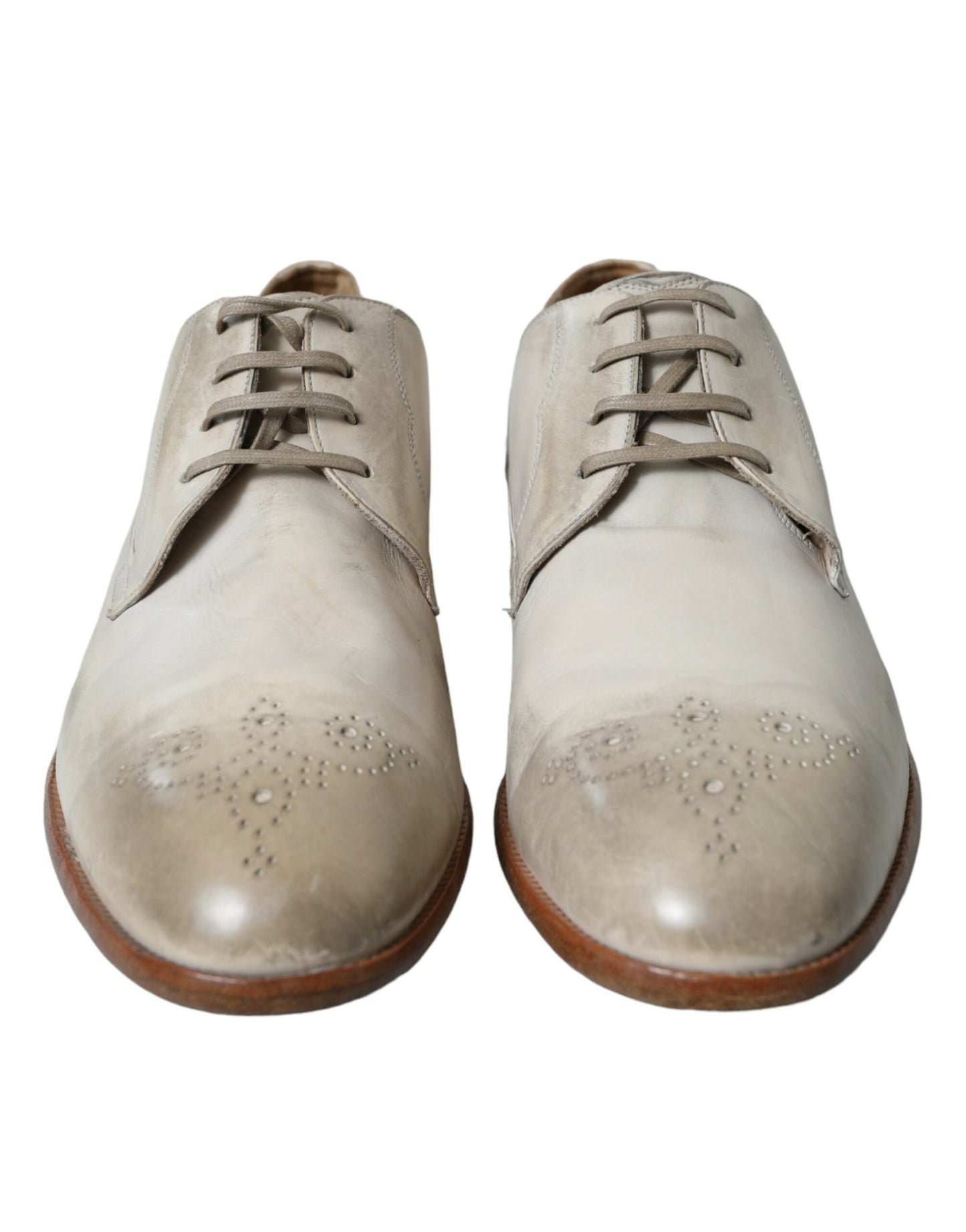 Dolce & Gabbana Elegant White Calfskin Derby Shoes Dolce & Gabbana