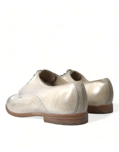 Dolce & Gabbana Elegant White Calfskin Derby Shoes Dolce & Gabbana