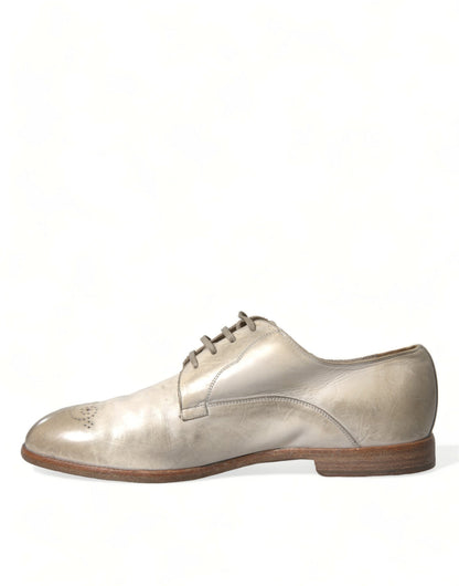 Dolce & Gabbana Elegant White Calfskin Derby Shoes Dolce & Gabbana