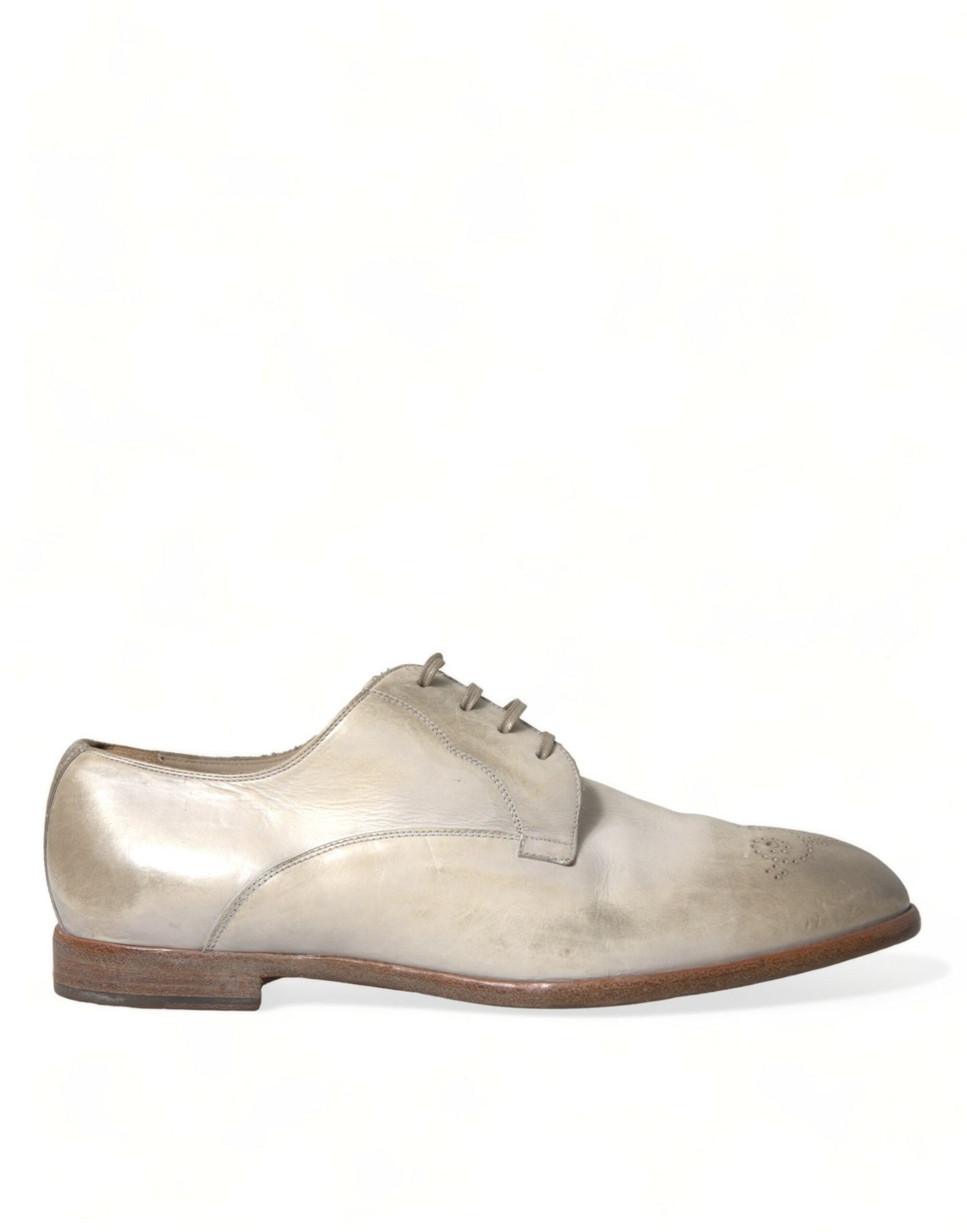 Dolce & Gabbana Elegant White Calfskin Derby Shoes Dolce & Gabbana