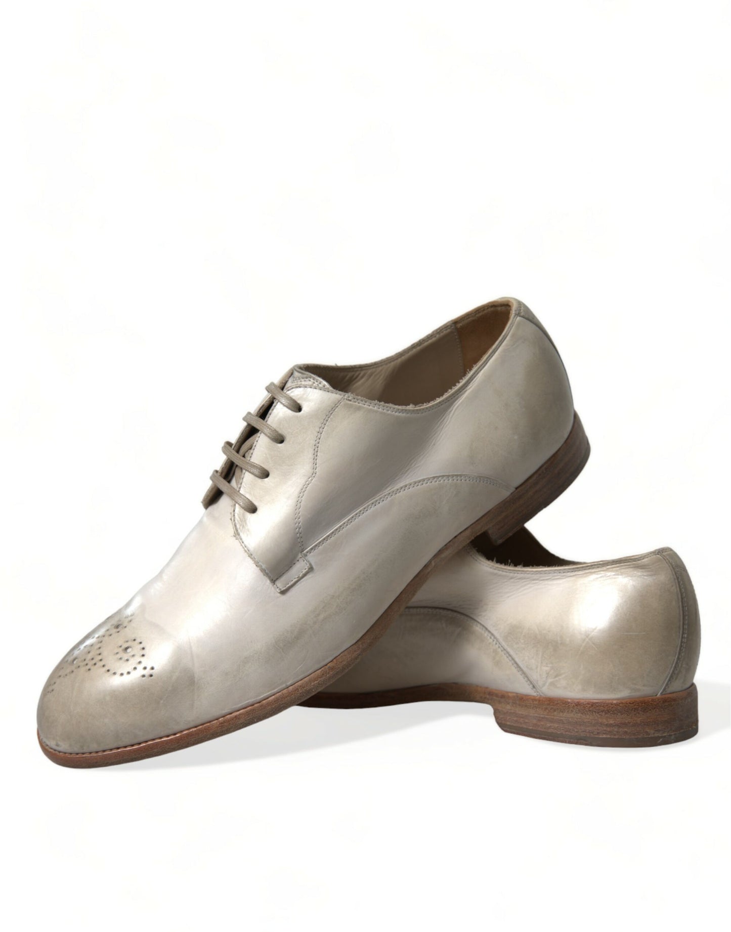 Dolce & Gabbana Elegant White Calfskin Derby Shoes Dolce & Gabbana