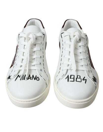 Dolce & Gabbana Exclusive White Bordeaux Low Top Sneakers Dolce & Gabbana