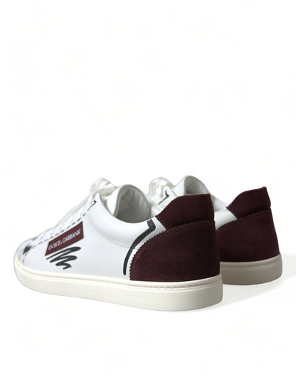 Dolce & Gabbana Exclusive White Bordeaux Low Top Sneakers Dolce & Gabbana