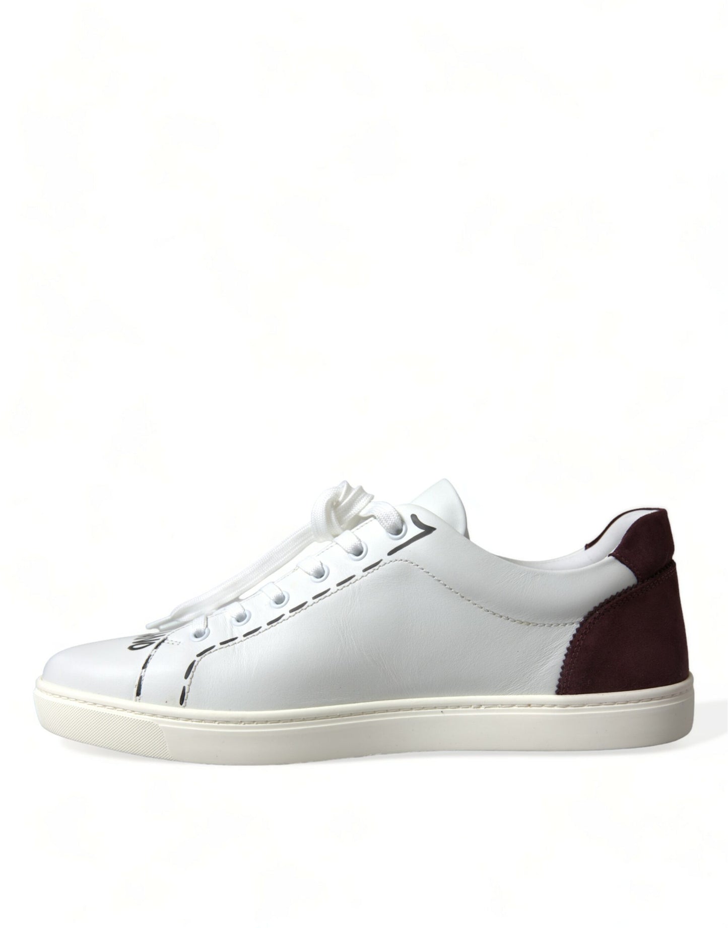 Dolce & Gabbana Exclusive White Bordeaux Low Top Sneakers Dolce & Gabbana