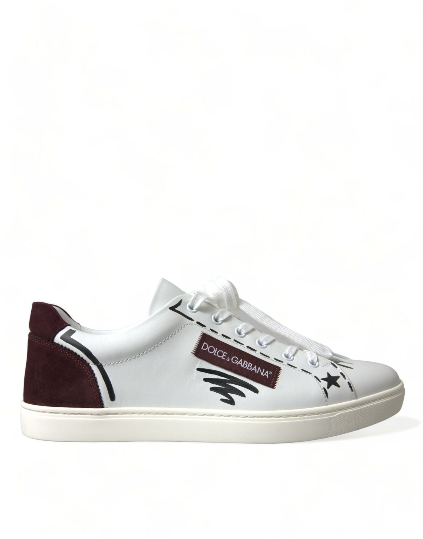 Dolce & Gabbana Exclusive White Bordeaux Low Top Sneakers Dolce & Gabbana