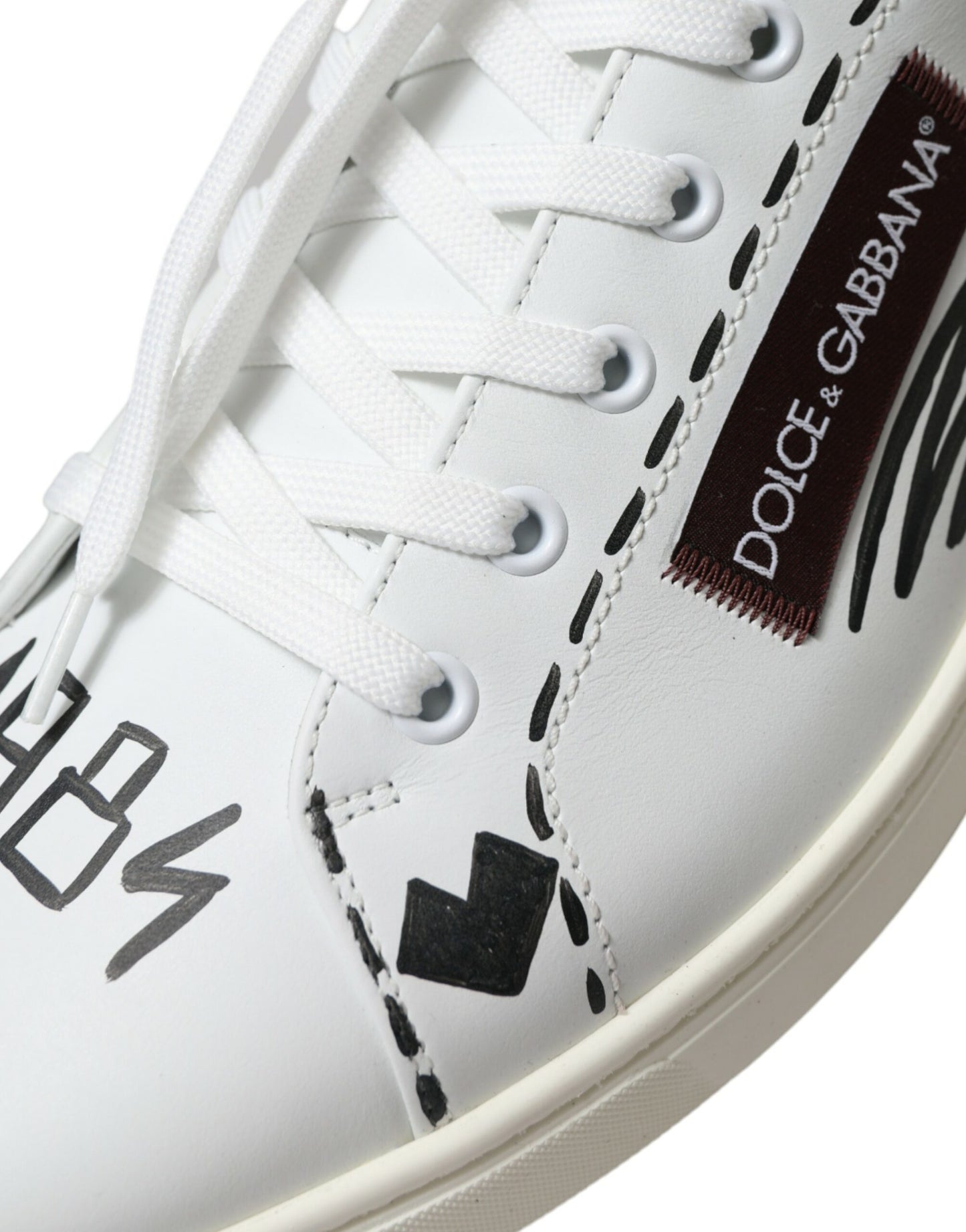 Dolce & Gabbana Exclusive White Bordeaux Low Top Sneakers Dolce & Gabbana