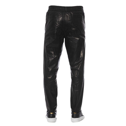 Trussardi Black Leather Men Pants Trussardi