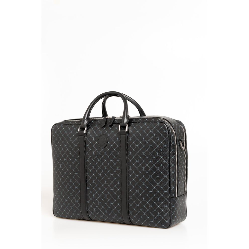 Trussardi Black Leather Men Briefcase Trussardi