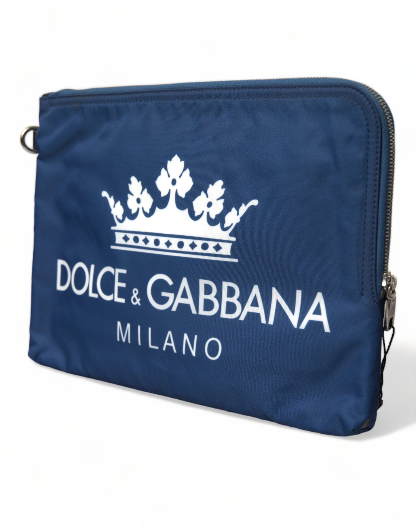 Dolce & Gabbana Elegant Blue Nylon Zipped Clutch Dolce & Gabbana