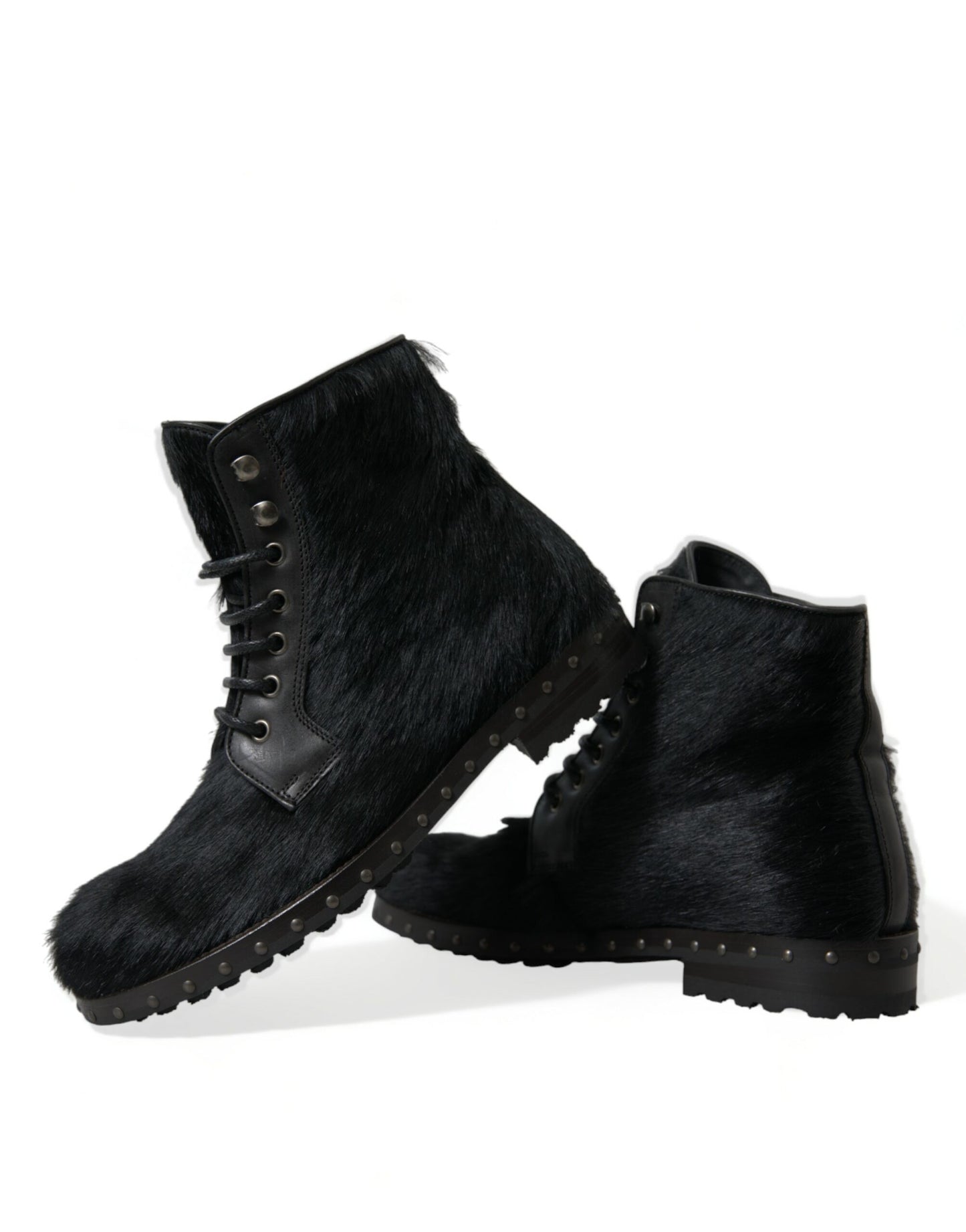 Dolce & Gabbana Elegant Black Calf Leather Lace-Up Boots Dolce & Gabbana