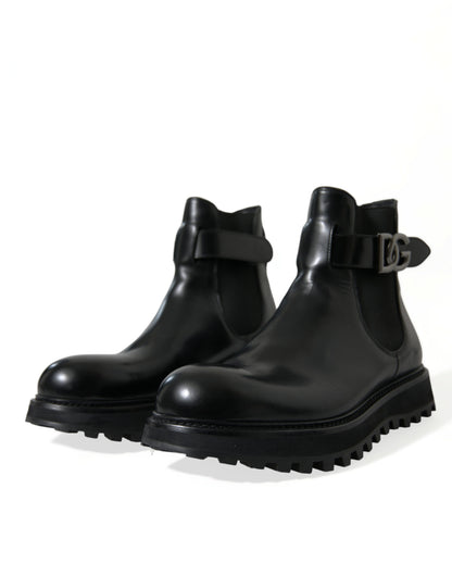 Dolce & Gabbana Elegant Black Calf Leather Chelsea Boots Dolce & Gabbana