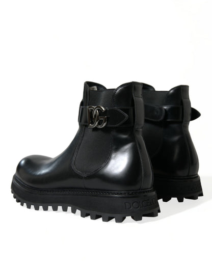 Dolce & Gabbana Elegant Black Calf Leather Chelsea Boots Dolce & Gabbana