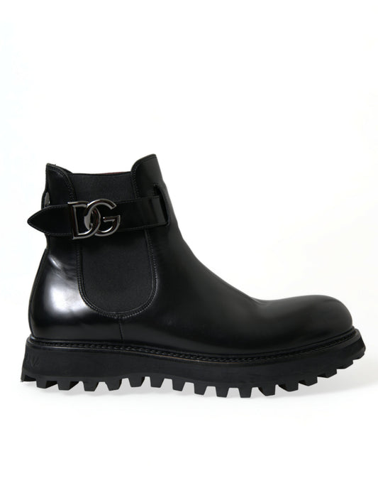 Dolce & Gabbana Elegant Black Calf Leather Chelsea Boots Dolce & Gabbana