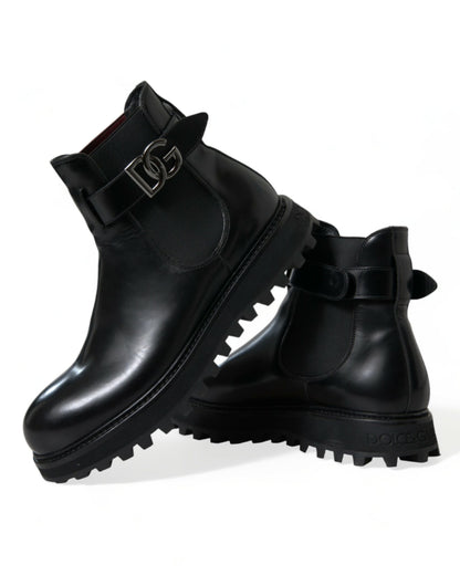 Dolce & Gabbana Elegant Black Calf Leather Chelsea Boots Dolce & Gabbana