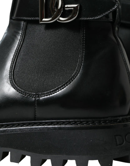 Dolce & Gabbana Elegant Black Calf Leather Chelsea Boots Dolce & Gabbana