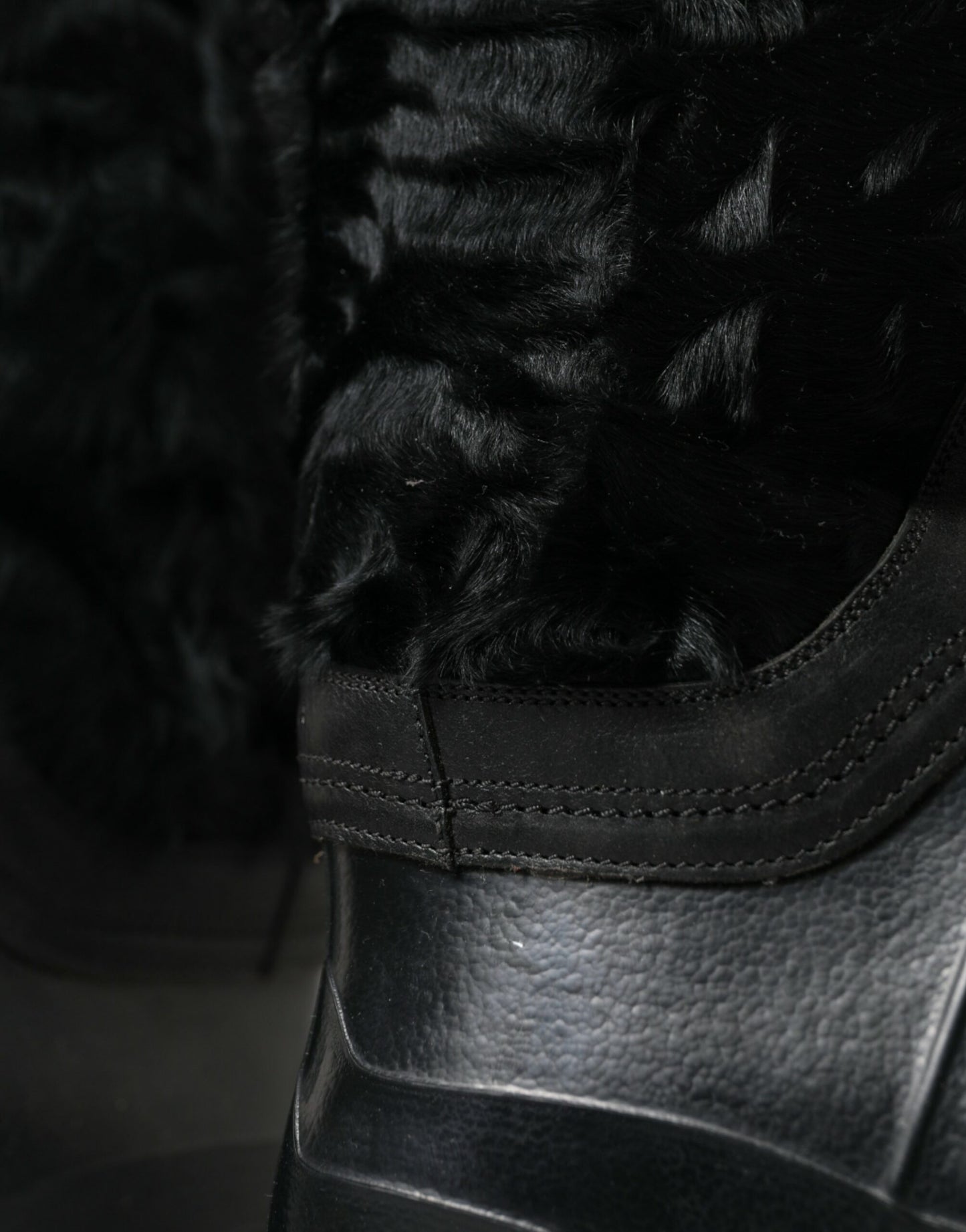 Dolce & Gabbana Sleek Black Shearling Mid Calf Boots Dolce & Gabbana