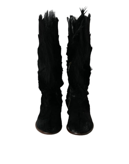 Dolce & Gabbana Opulent Gazelle Fur Mid Calf Boots Dolce & Gabbana